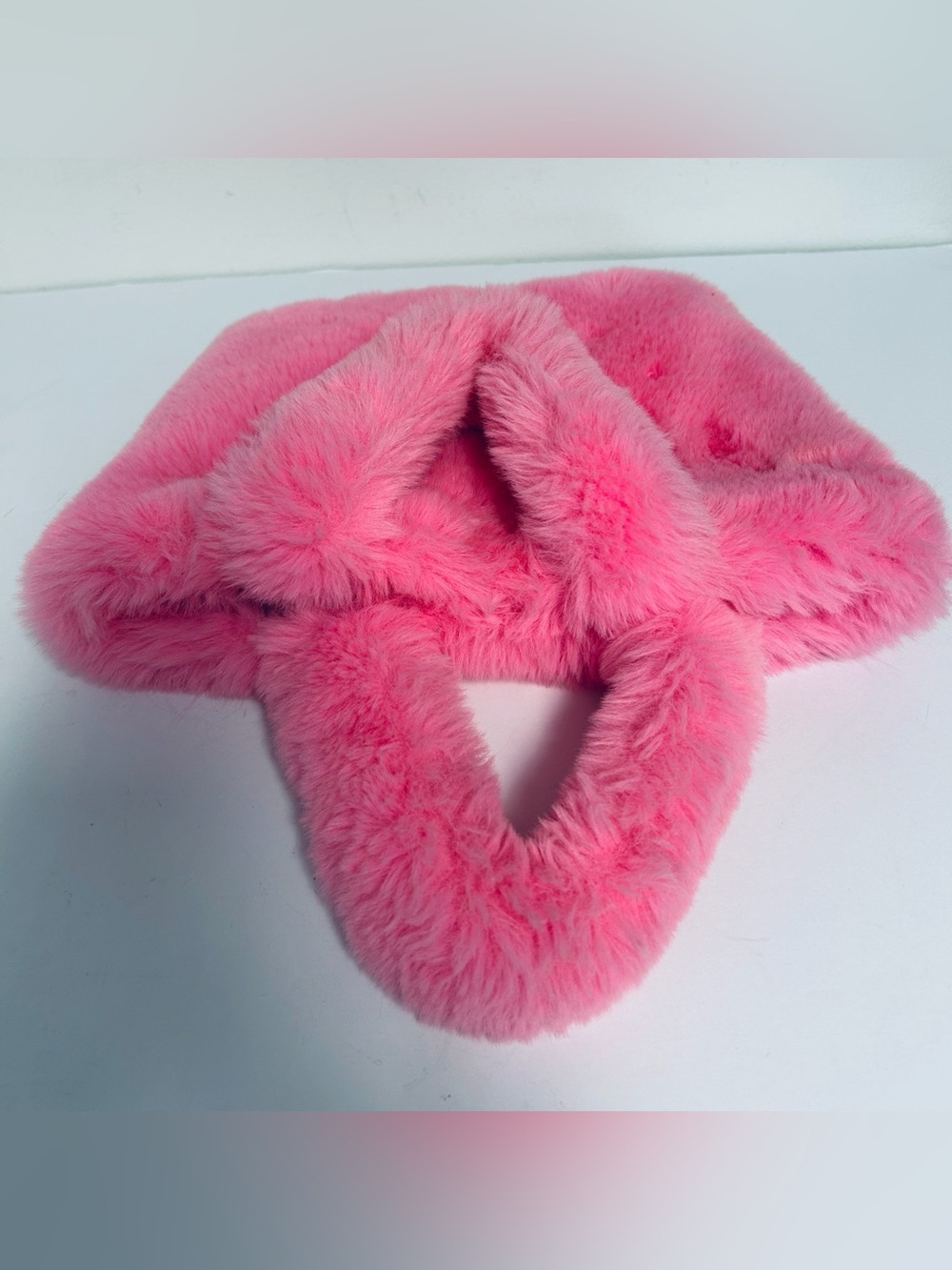OKPTA Soft Pink Fluffy Faux Fur Double Handled Magnetic Closure Mini-Tote Bag - Picture 7 of 10